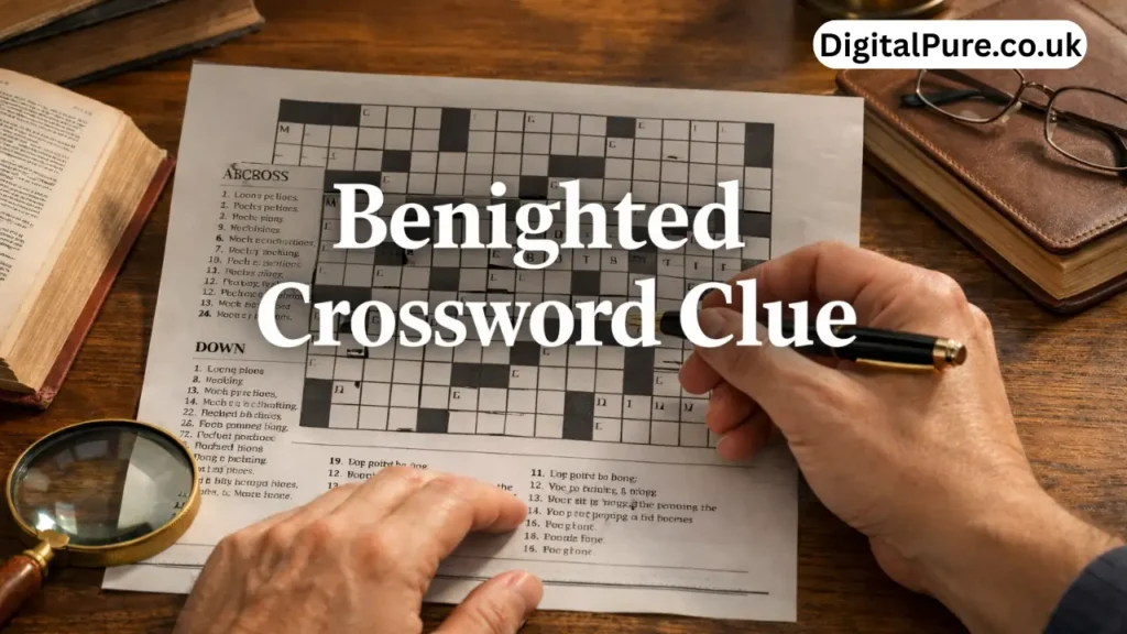 benighted crossword clue