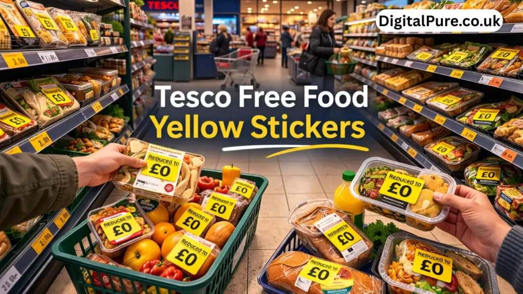 tesco free food yellow stickers