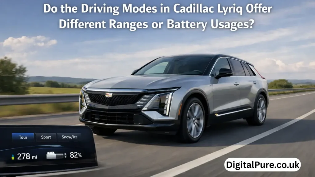 do the driving modes in cadillac lyriq offer different ranges or battery usages?