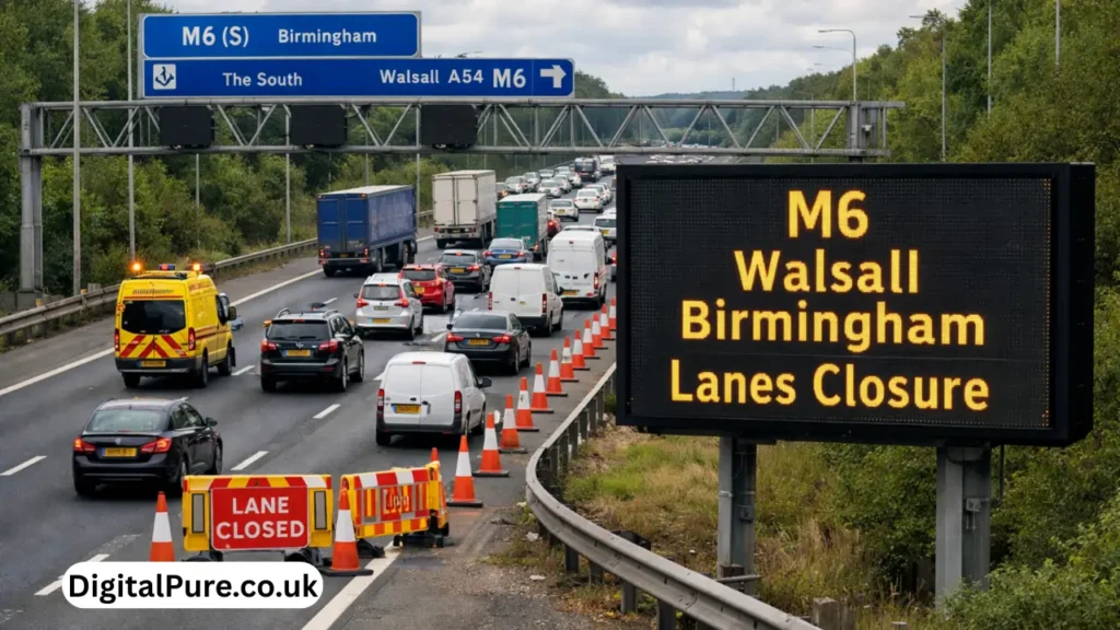 m6 walsall birmingham lanes closure